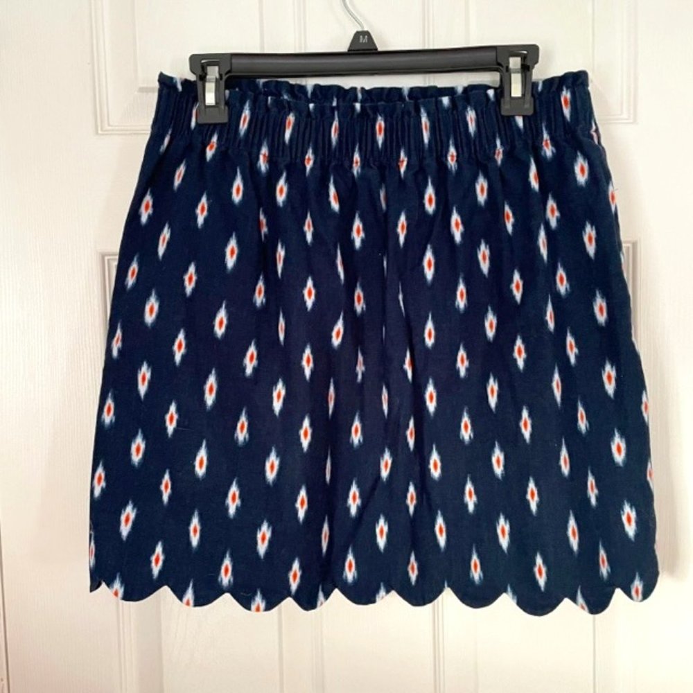 J. CREW Navy Print Scalloped Skirt - Size 10